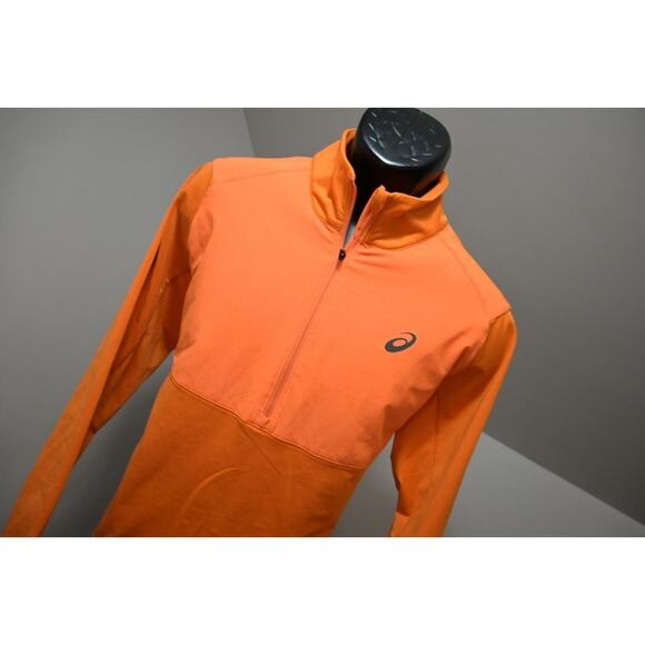 Asics H1 Running 1/4 Zip Fleece Jacket Athletic Orange Performance Mens Size XL - Picture 4 of 12